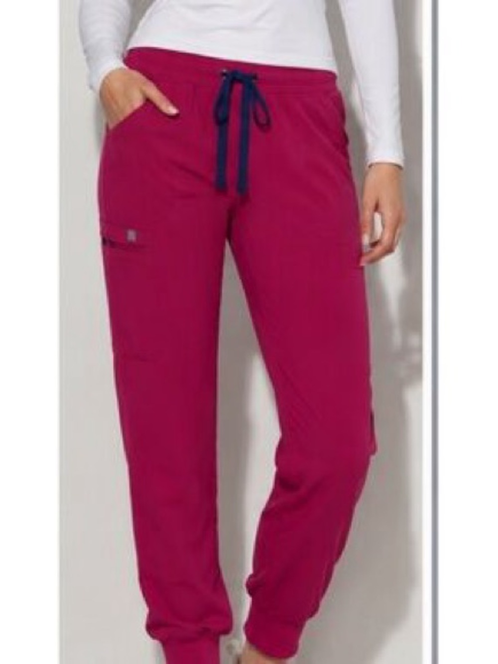 Figs Women's Magenta Jogger Pants with Navy Drawstring